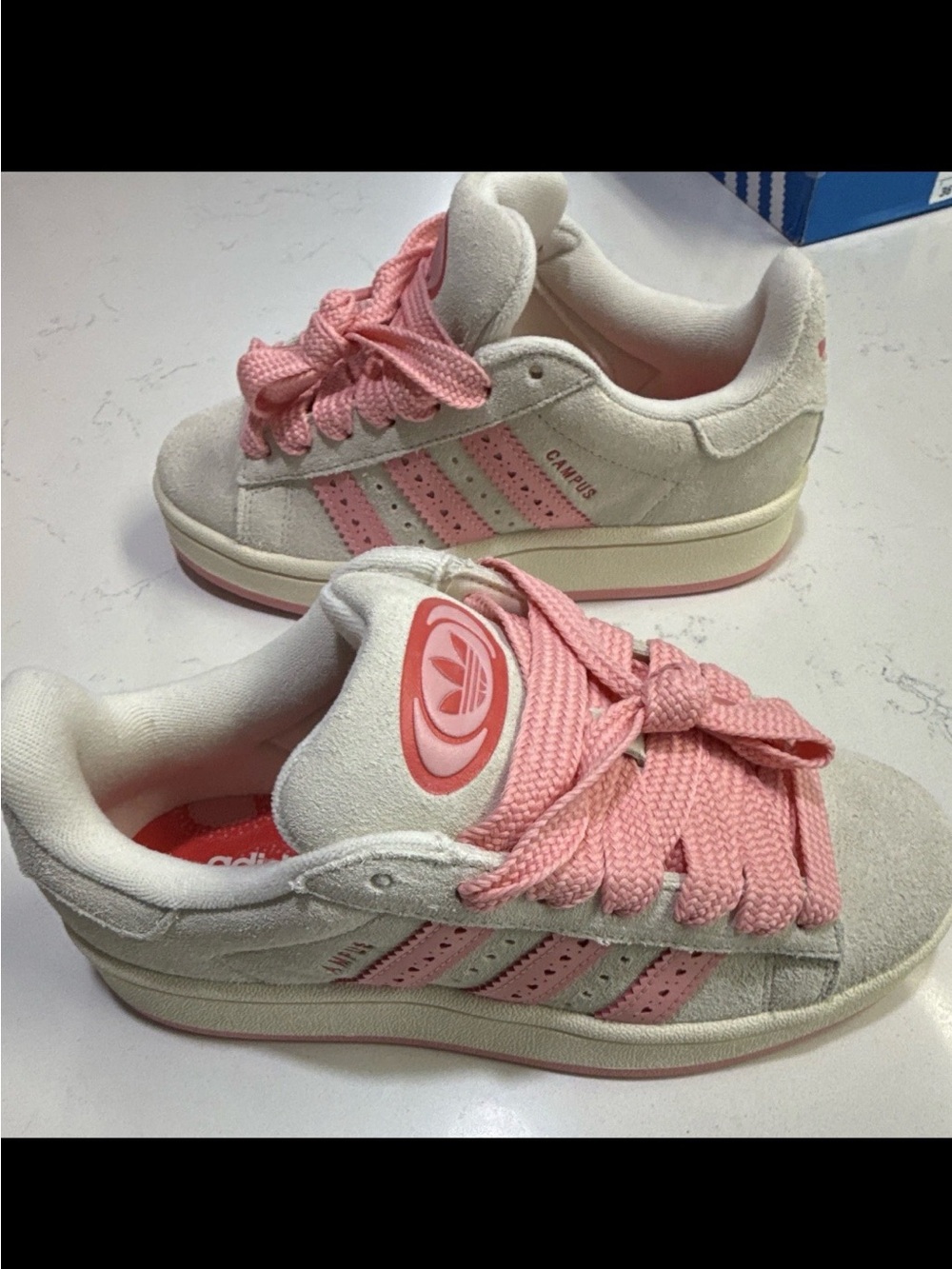 adidas Campus 00s J Valentines Day JS3522 Cream Pink Red Size 4Y / Women 5